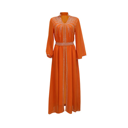 Women's Diamond Stamping with Chiffon Dress