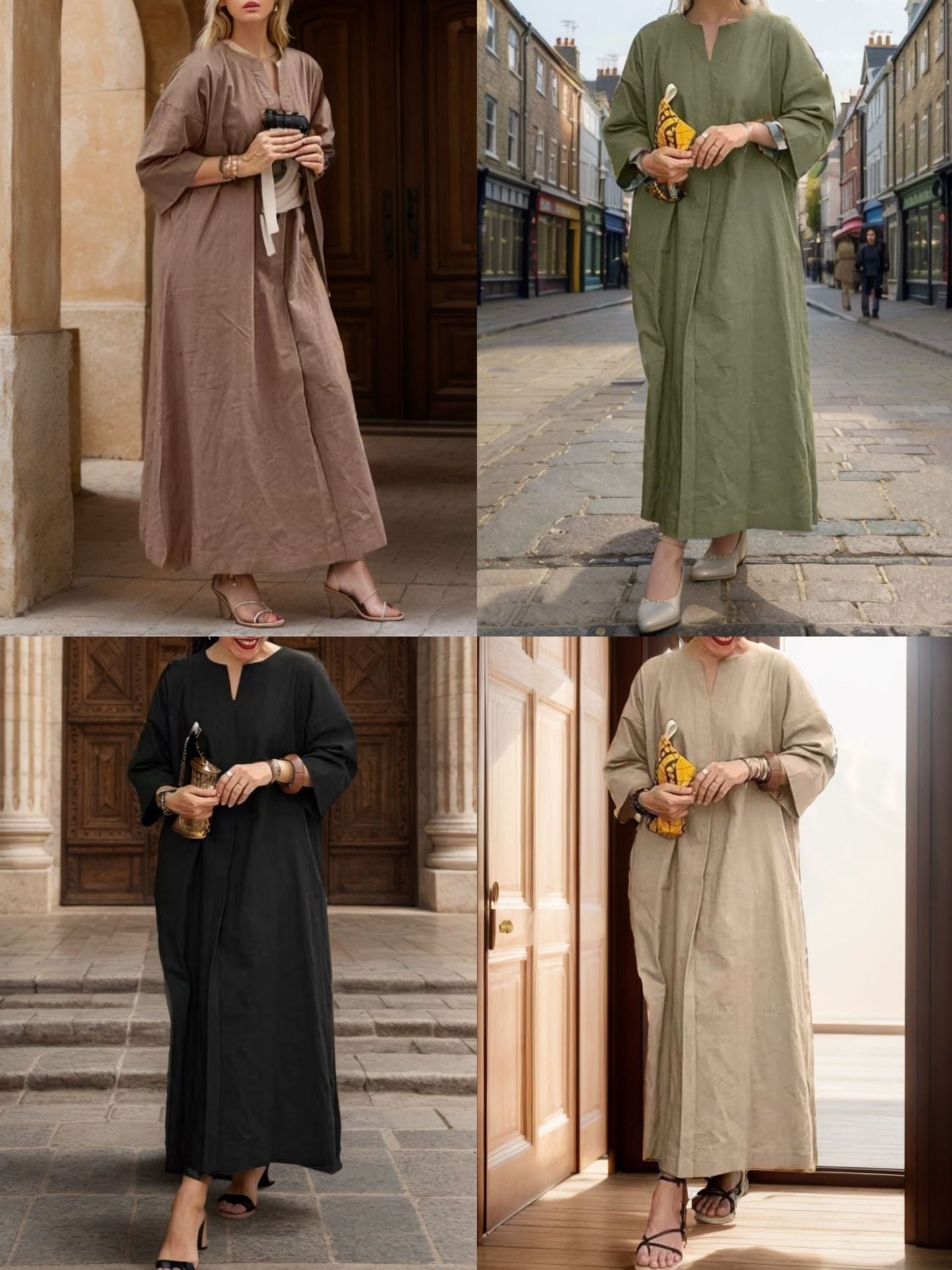 Solid Color Loose Casual Cotton and Linen Dress