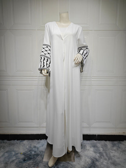 Women's White Abaya Embroidered Robe