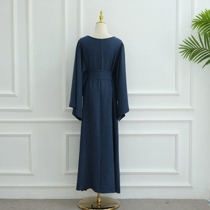 Elegant Belted Wide-Sleeve Maxi Dress for Women