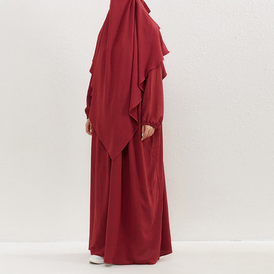 Women's Plain Maxi Dress and Hijab