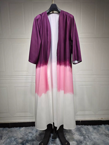 Tie Dye Cape Cardigan Dress Open Abaya