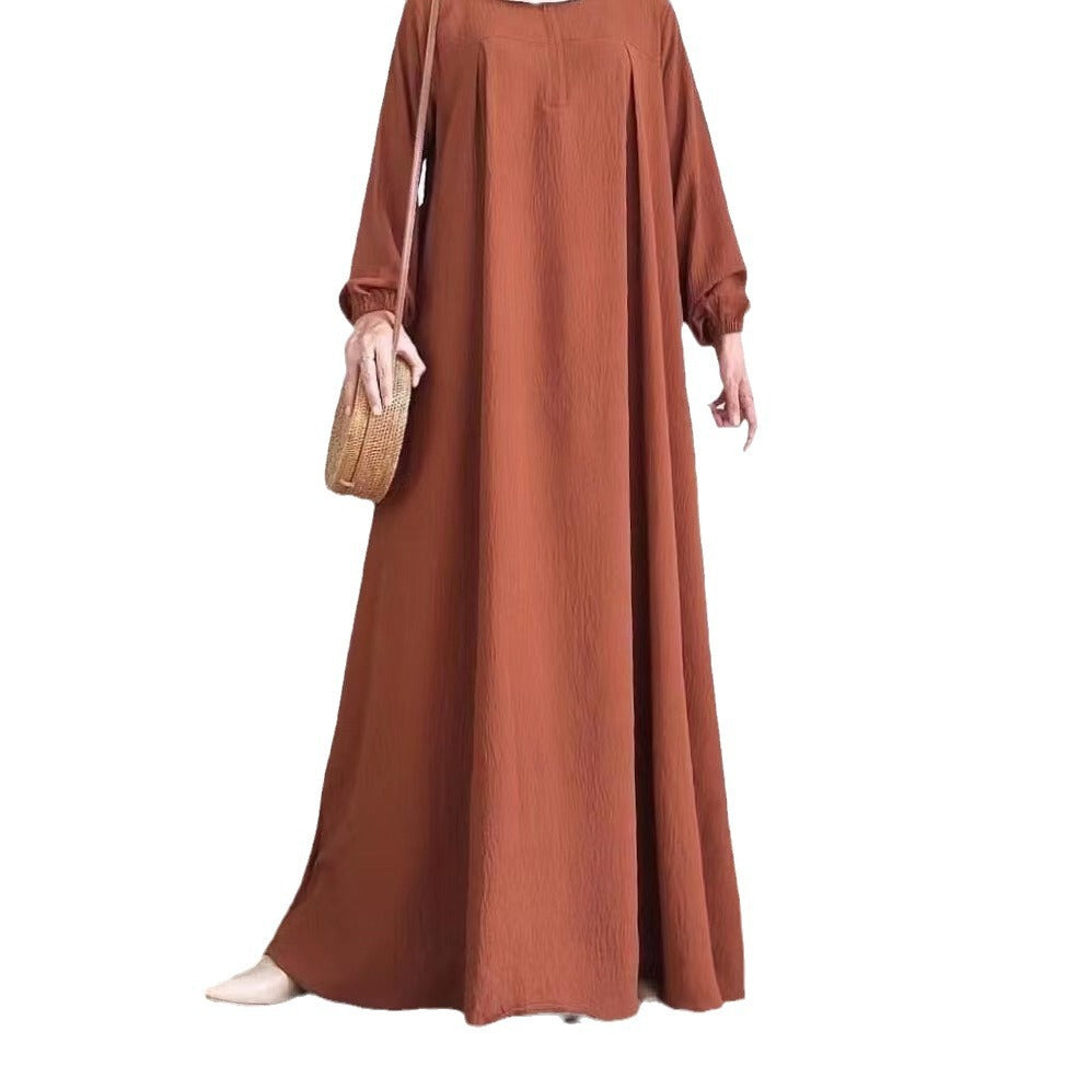Women's Long-sleeved Zippered Crewneck Dress