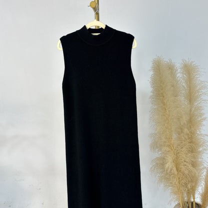 Thick Knit Two-Piece Abaya Set with Cardigan and Inner Dress