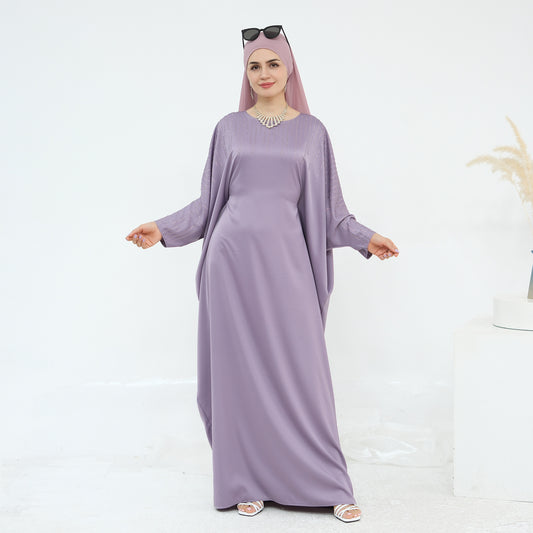 Luxury Rhinestone Maxi Dress with Belt Elegant Dubai Modest Fashion