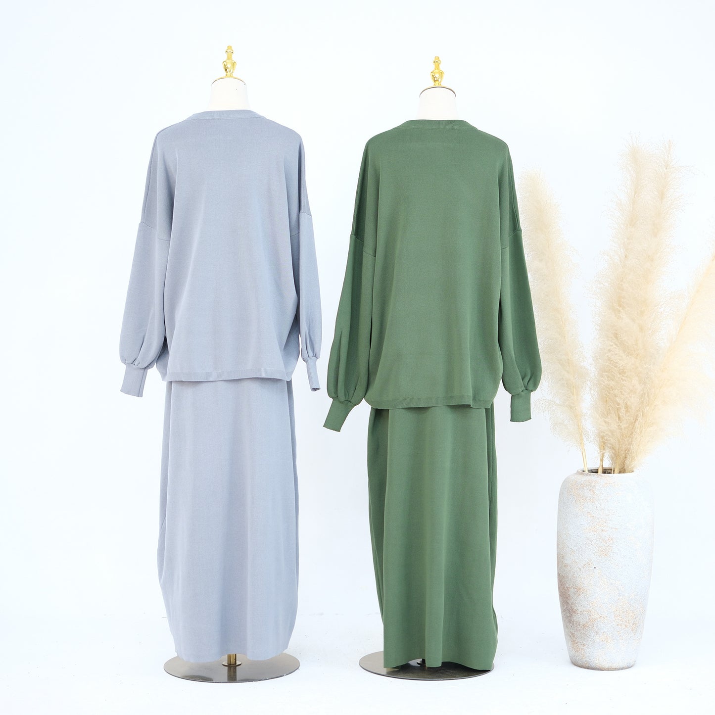 Thick Knit Two-Piece Modest Pants Set