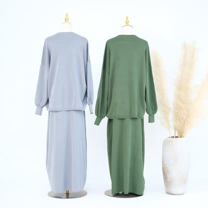 Thick Knit Two-Piece Modest Pants Set