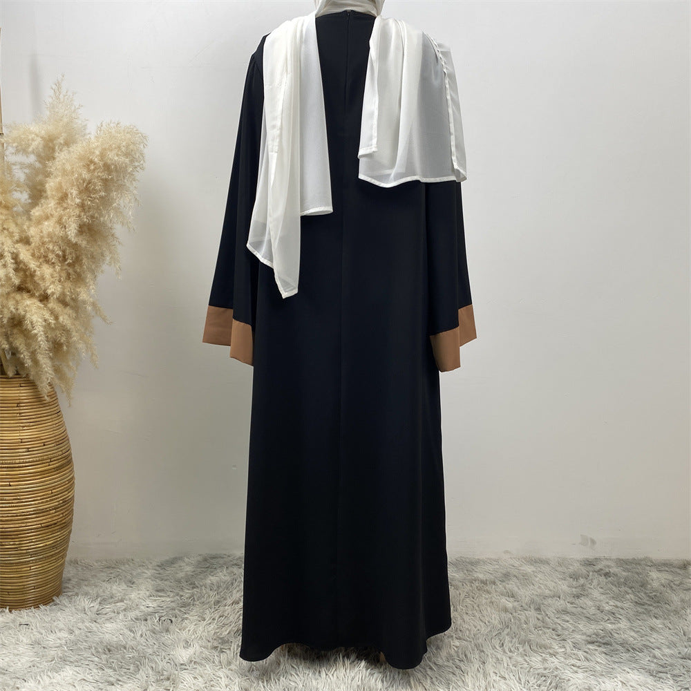 Modest Cardigan Patchwork Fake Two-piece Dress