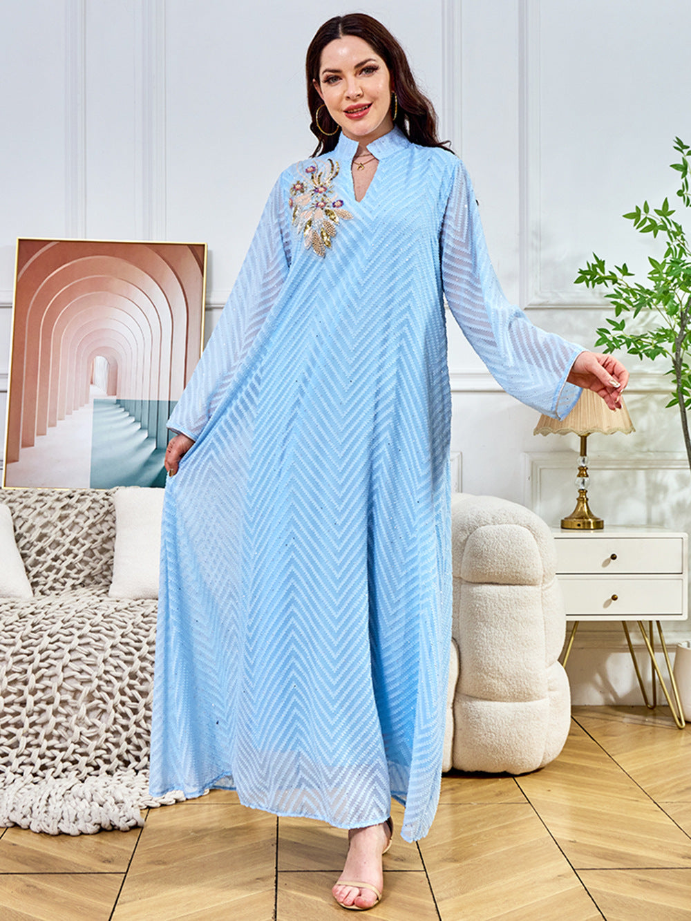 Women's Beaded Collar Flower Pendulum Dress
