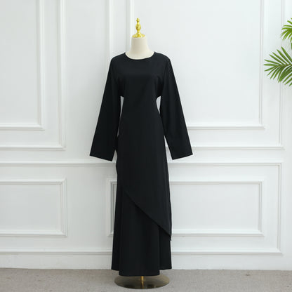 Elegant Asymmetric Top and A-Line Maxi Skirt Two-Piece Set