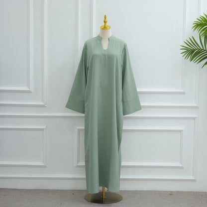 Loose-Fit Solid Color Modest Abaya Dress
