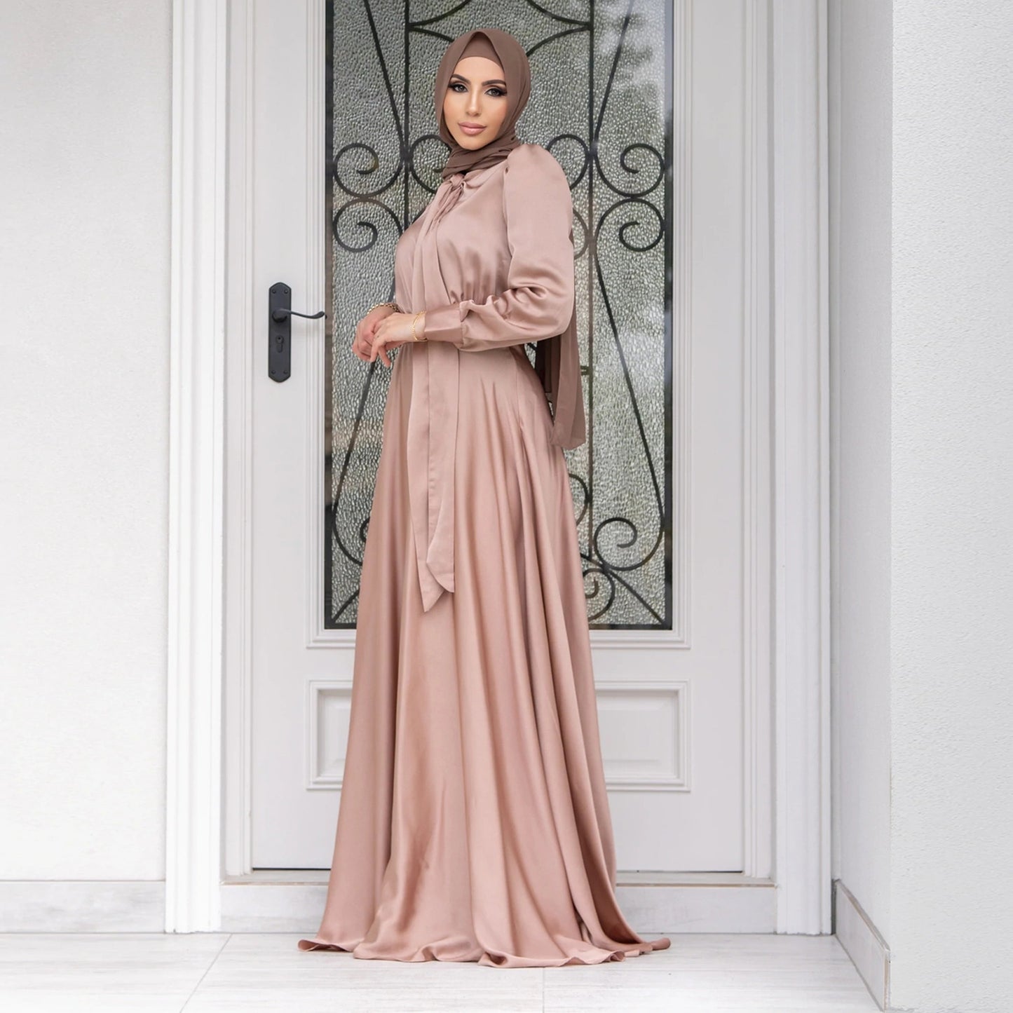 Women's Modest Stylish Big Satin Dress