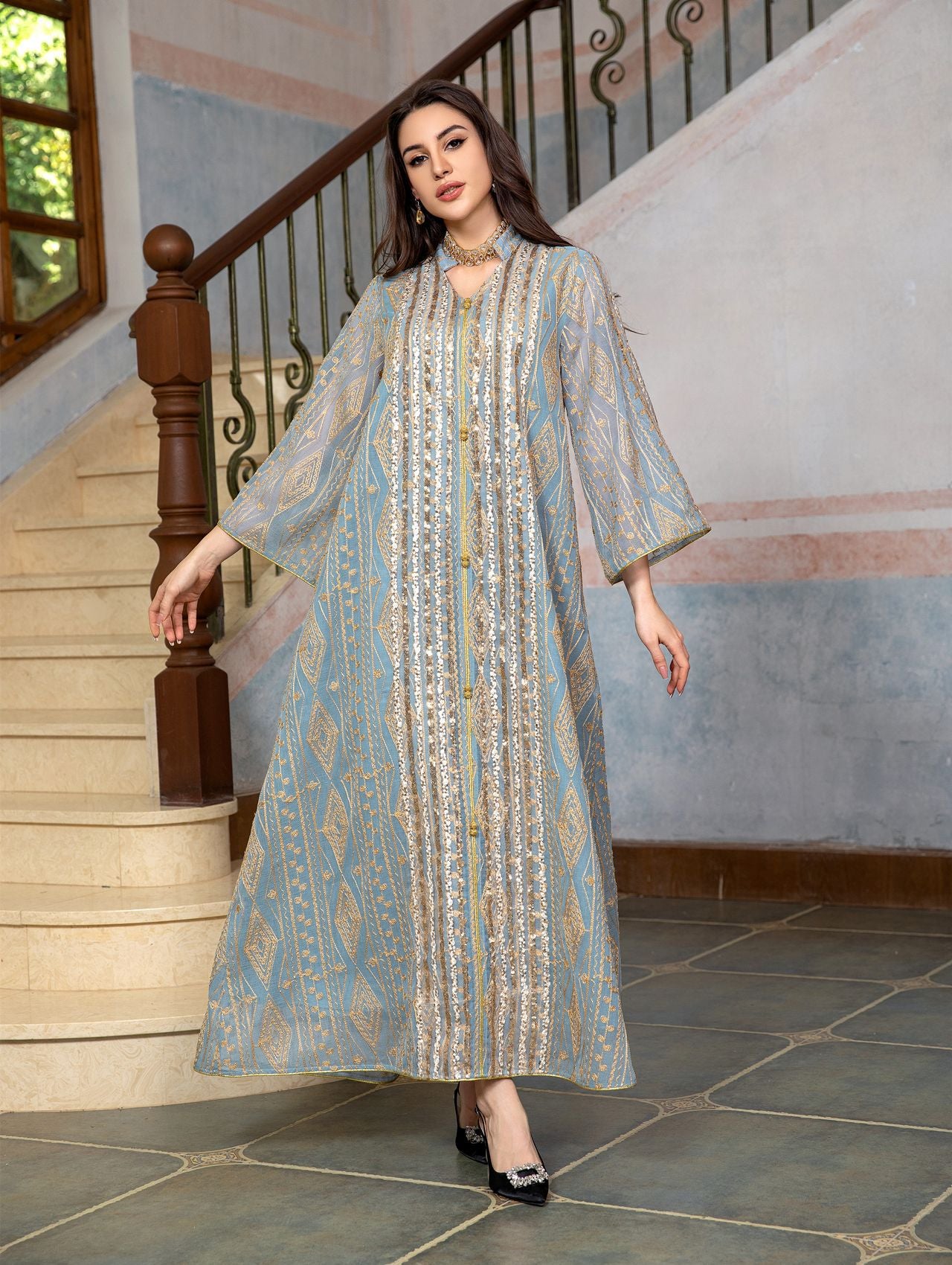 Mesh Embroidered Sequins Patchwork Dress