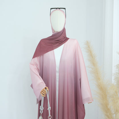 Gradient Everyday Parties Cardigan Robe with Hijab