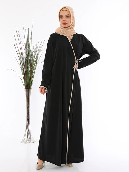 Women's Lace-up Slim Burqa V-neck Dress