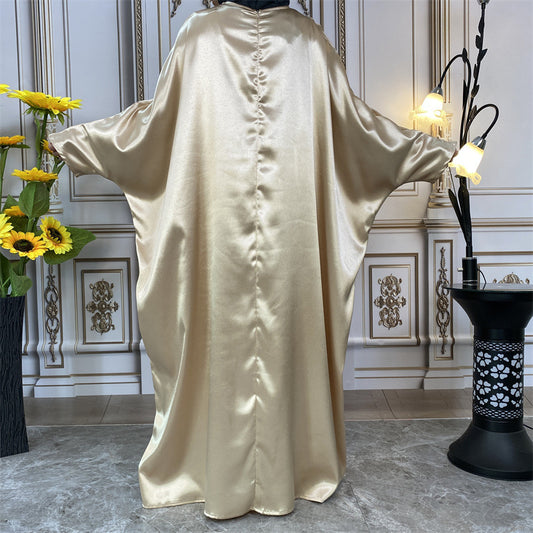 Simple Sparkling Satin Crewneck Dress