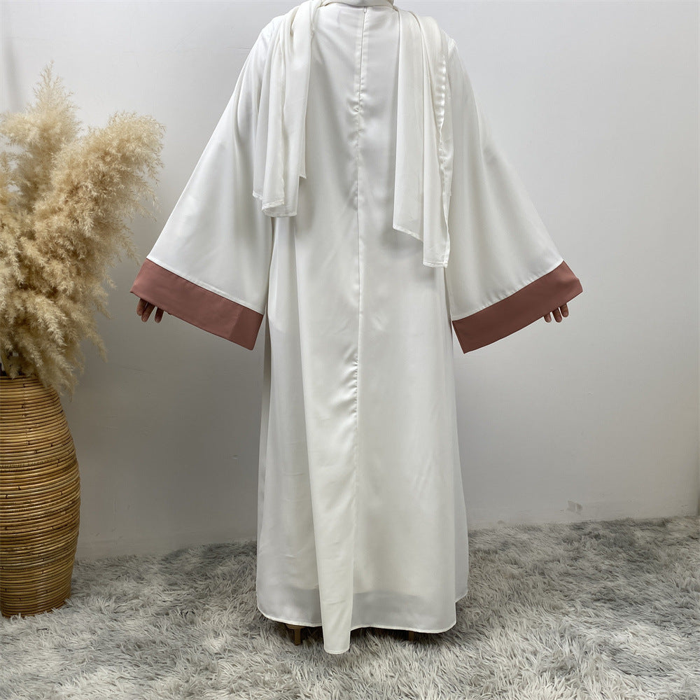 Modest Cardigan Patchwork Fake Two-piece Dress