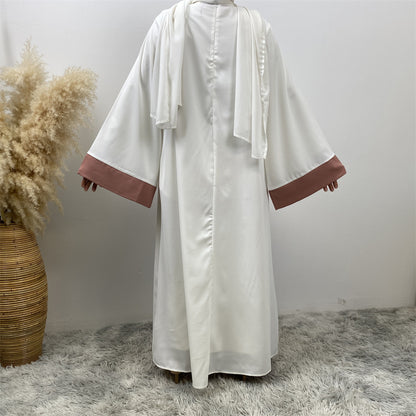 Modest Cardigan Patchwork Fake Two-piece Dress