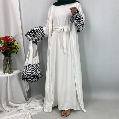 Women's Islamic Spliced Elegant Robe (With Mini Bag)