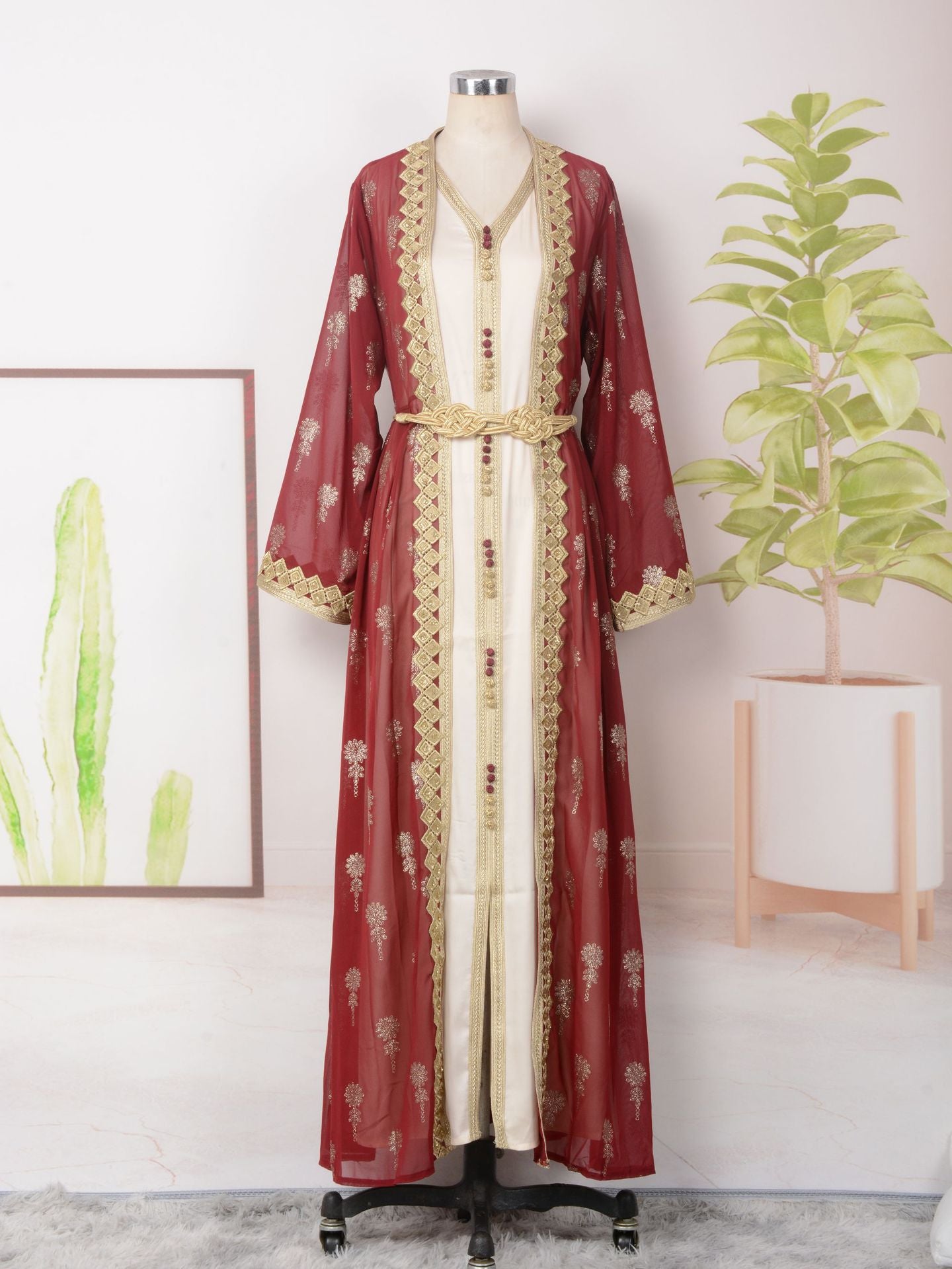 Women's Embroidered Cardigan Vest Two-piece Dress