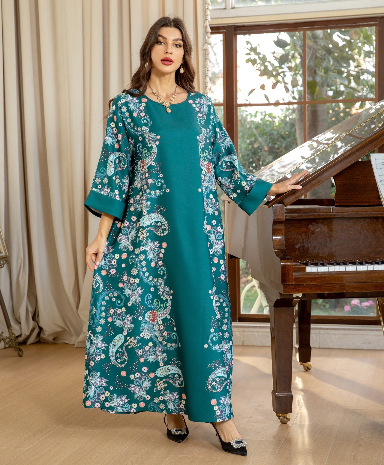 Women's Hot Diamond Pearl Jalabiya Dress