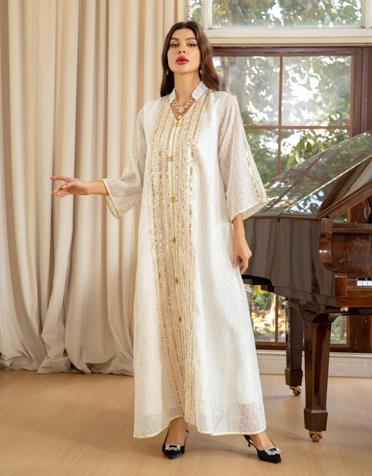 Mesh Embroidered Sequins Patchwork Dress