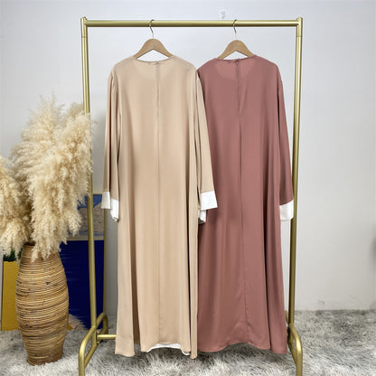 Modest Cardigan Patchwork Fake Two-piece Dress