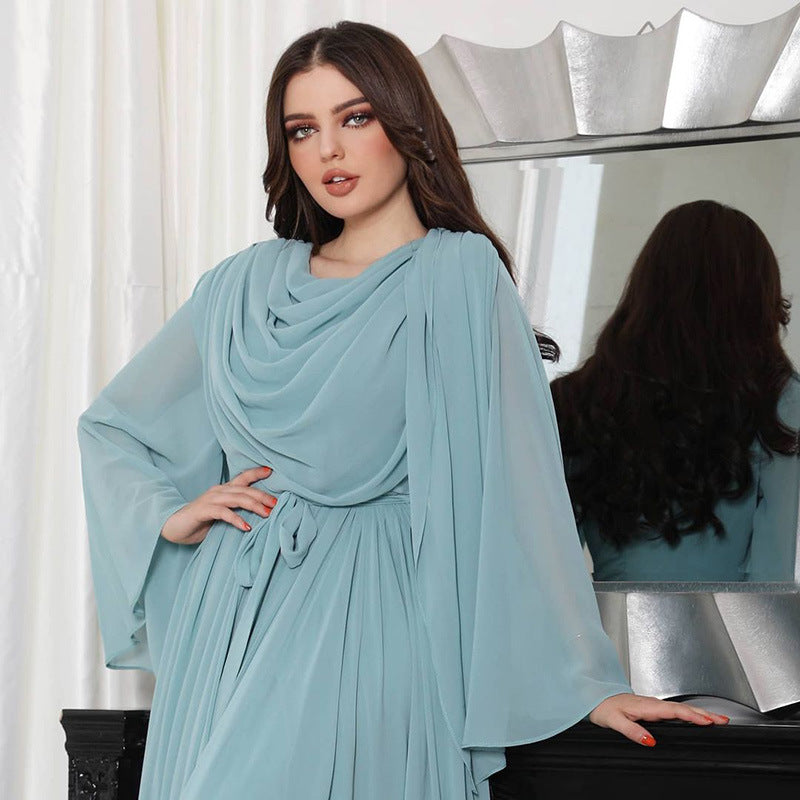 Women's Lace Up Flared Sleeve Dress