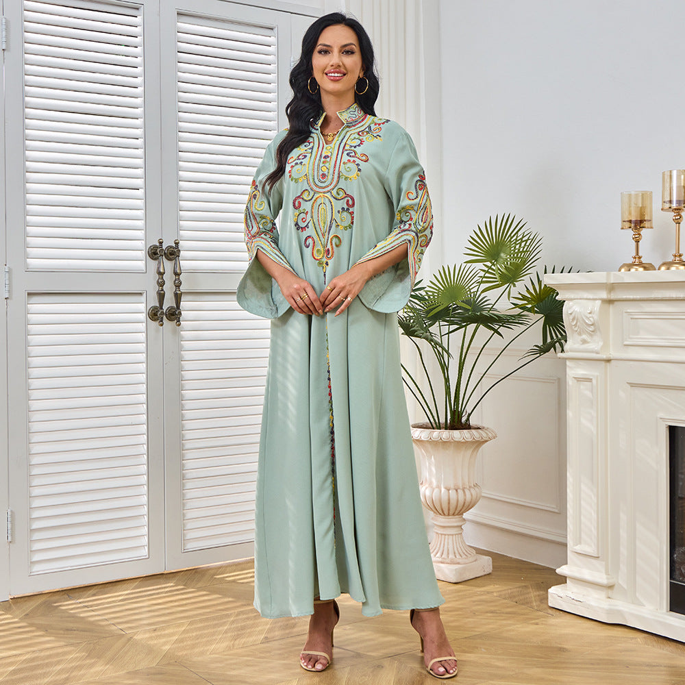 Women's Rope Embroidered Elegant Long-sleeved Dress