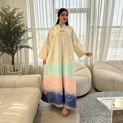 Jacquard Embroidered Gradient Evening Dress