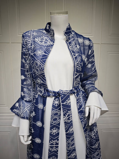 Elegant Long Skirt Embroidered Robe Two-piece Set
