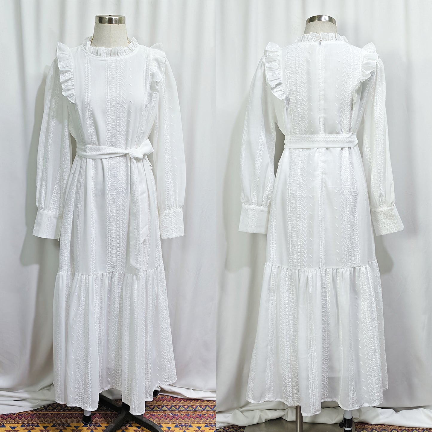 Women's Patchwork Ruffles Embroidered Dresses