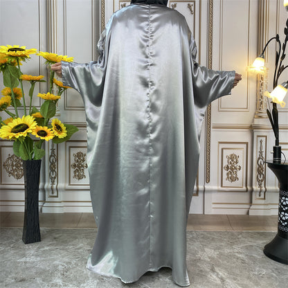 Simple Sparkling Satin Crewneck Dress