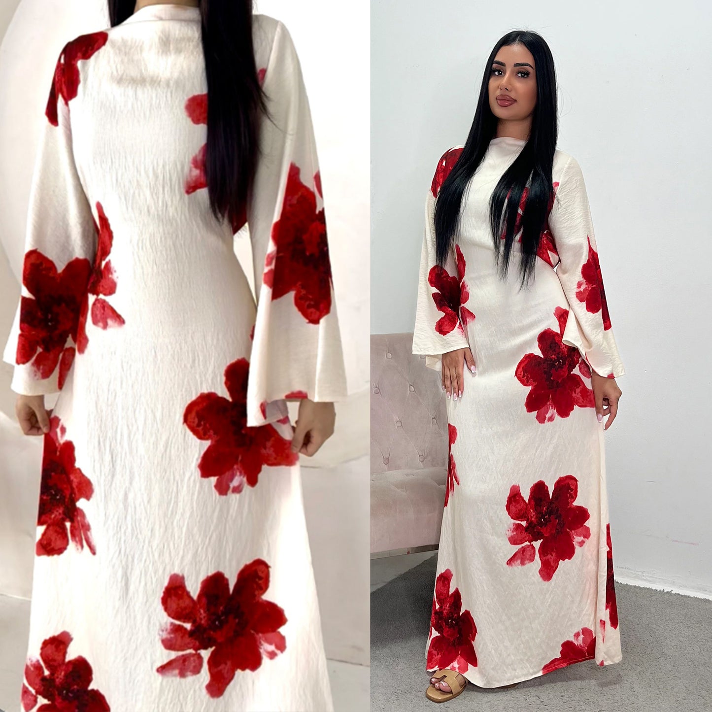 Women's Belted Printed Dress