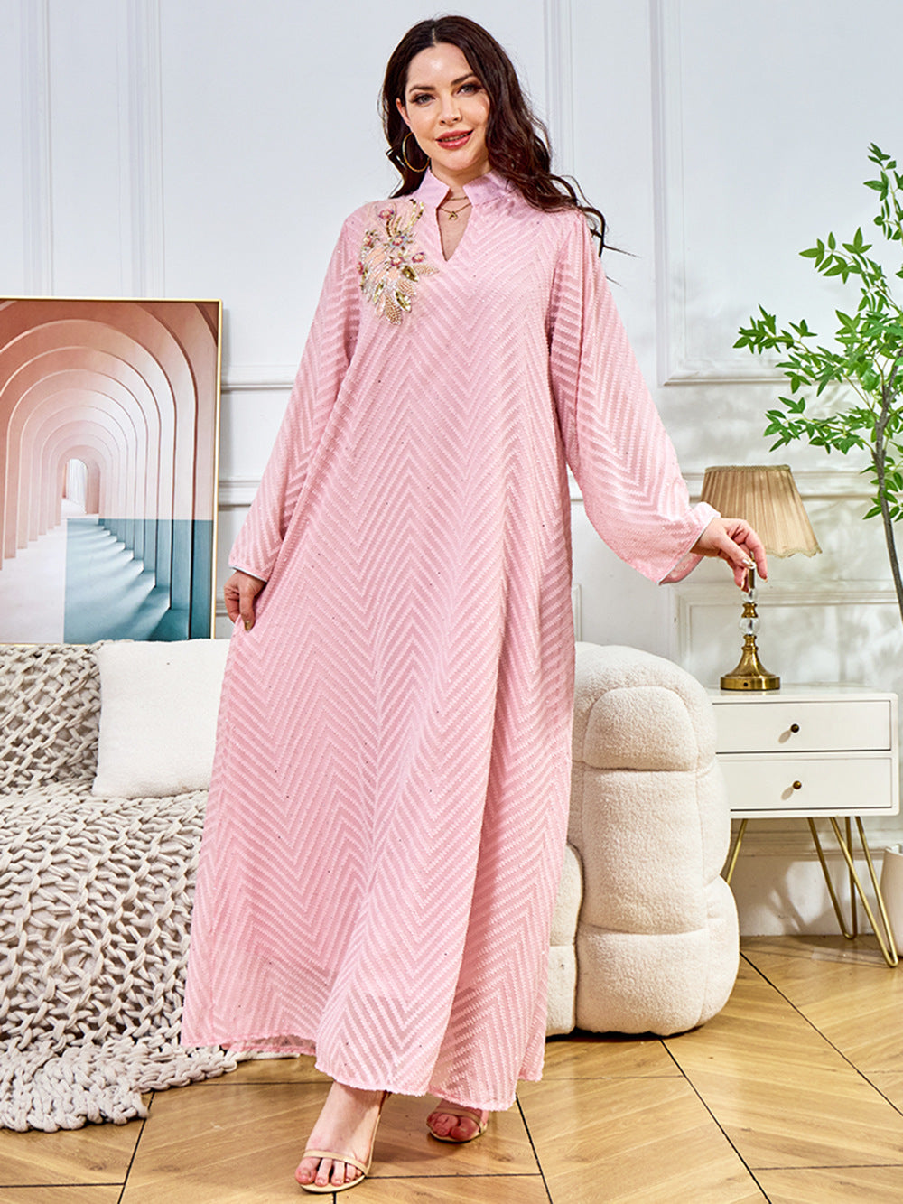Women's Beaded Collar Flower Pendulum Dress
