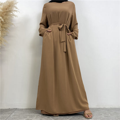 Women's Solid Lace-up Dresses