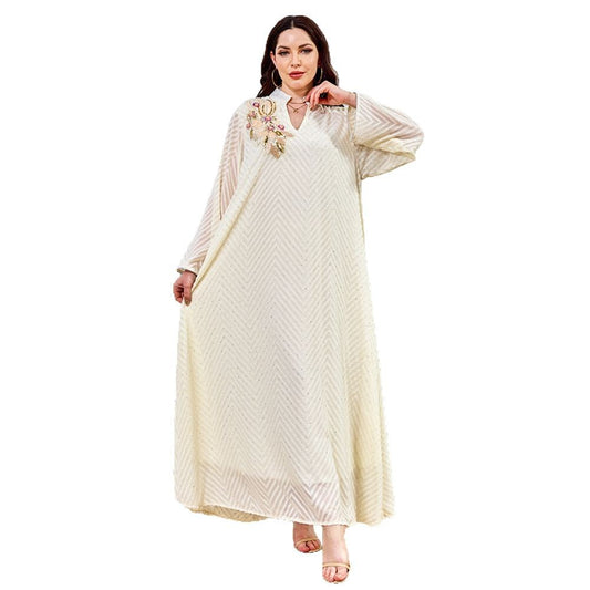 Women's Beaded Collar Flower Pendulum Dress
