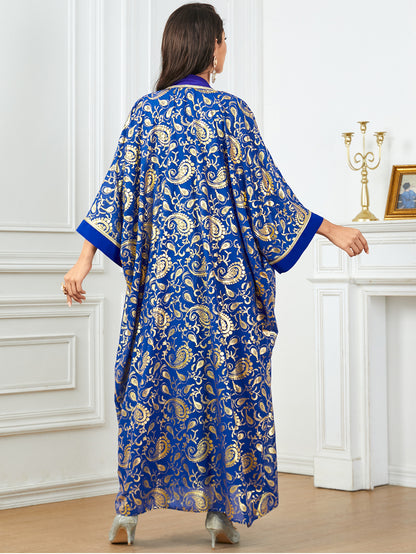 Women's Summer New Muslim Stamped Robe Two Piece Dresses