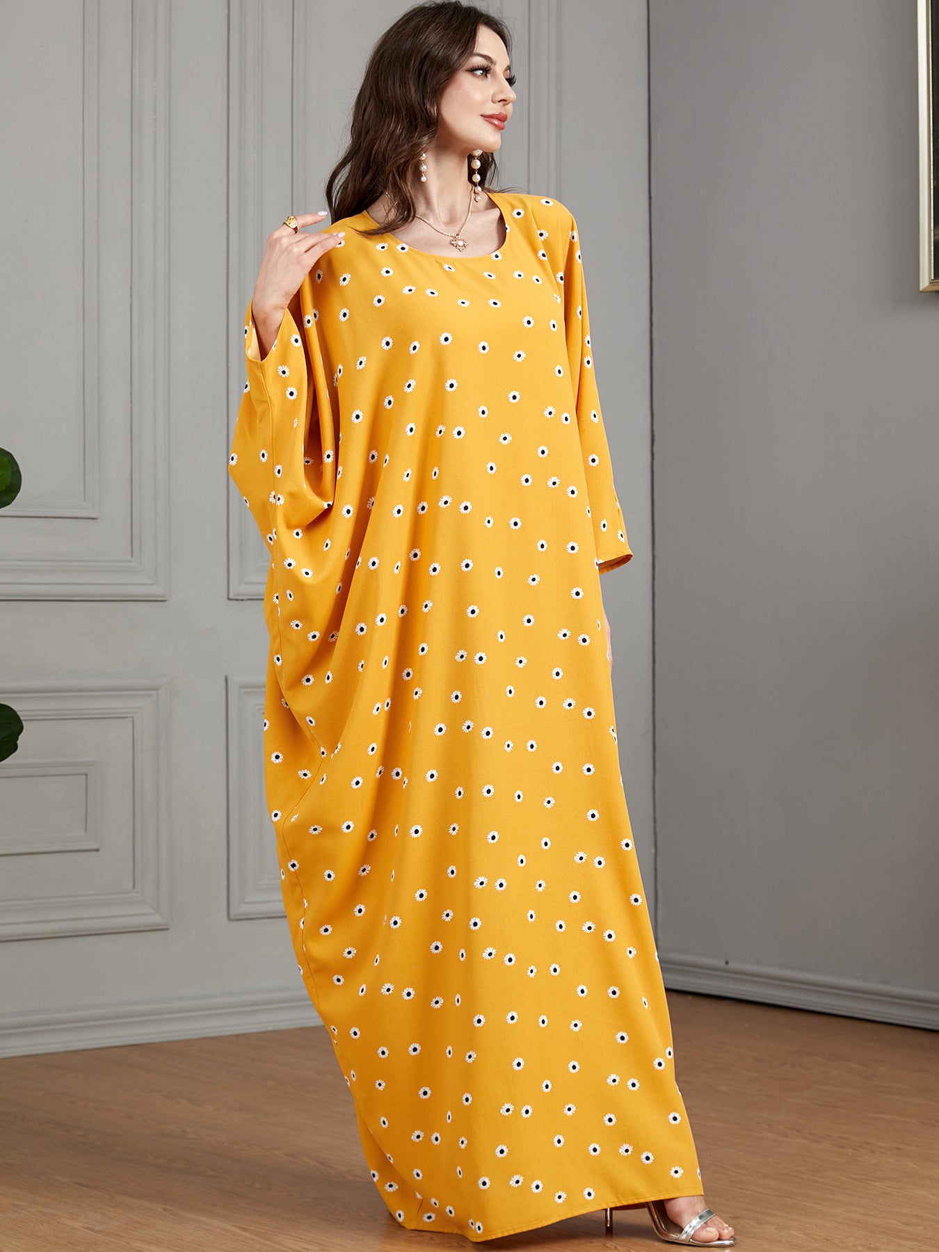 Women's Print Casual Yellow Dress