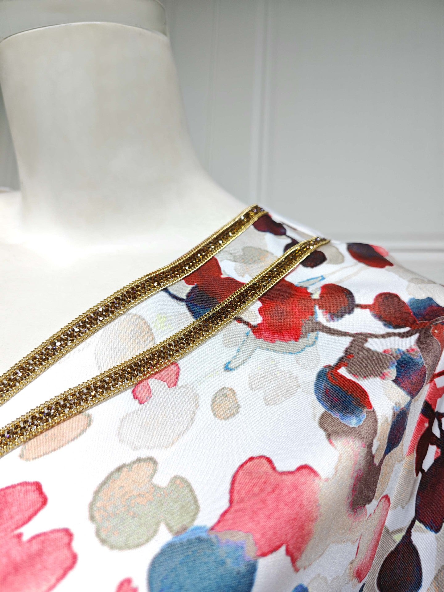 Printed Diamond Gold Waist Rope Jalabiya Dress