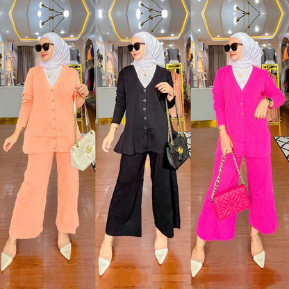 Women's Wide-leg Pants Knit Two Piece Set