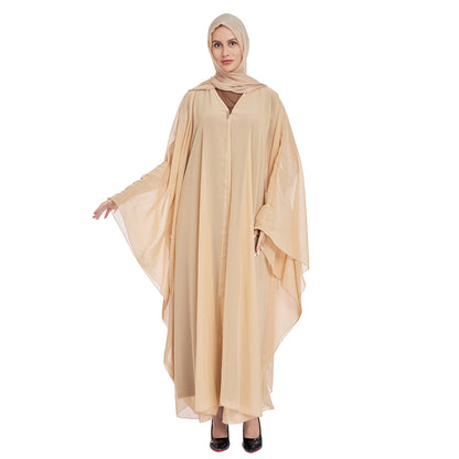 Chiffon Cape and Knitted Inner Long Dress Two-Piece Set