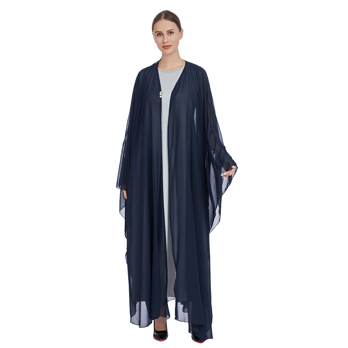 Chiffon Cape and Knitted Inner Long Dress Two-Piece Set