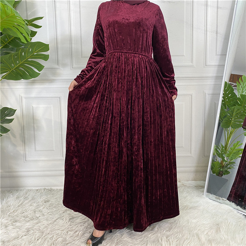 Women's Gold Velvet Dress