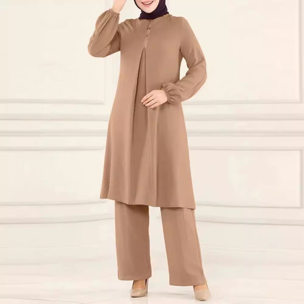 Embroidered Dubai Modest Formal Maxi Kaftan Two-Piece Set