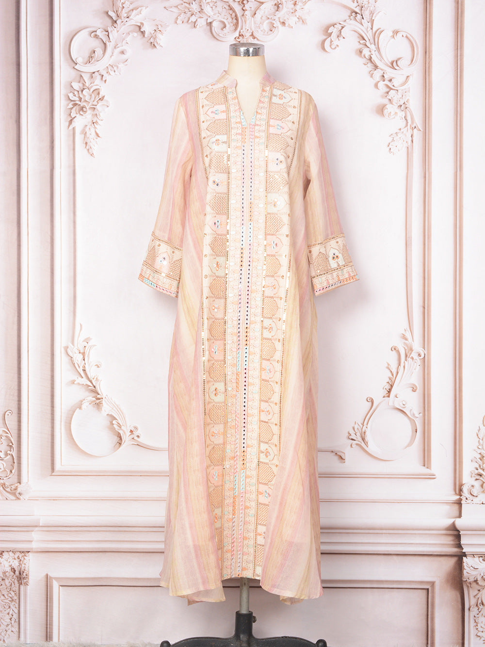 Women's Embroidered Sequin Evening Dress