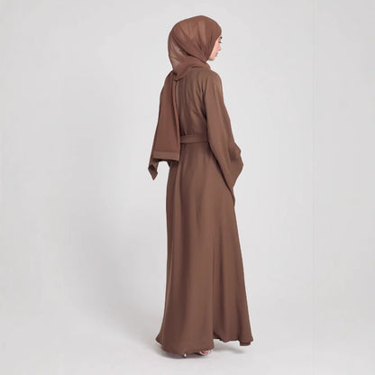 Women's Round Neck Bell Sleeve Abaya Dress