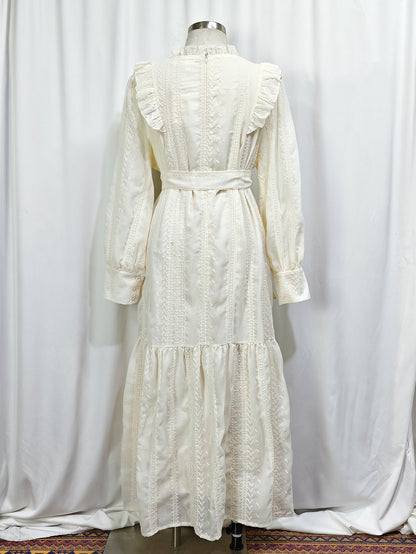 Women's Patchwork Ruffles Embroidered Dresses