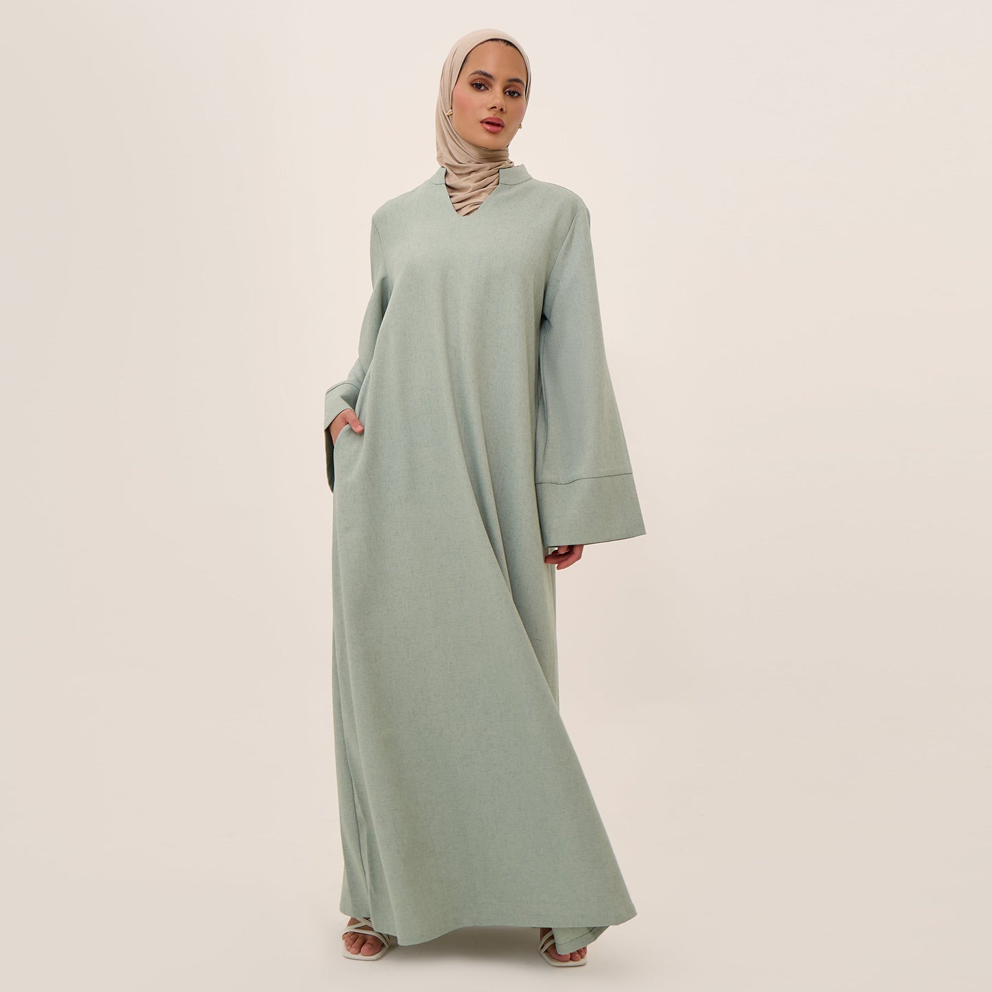 Loose-Fit Solid Color Modest Abaya Dress