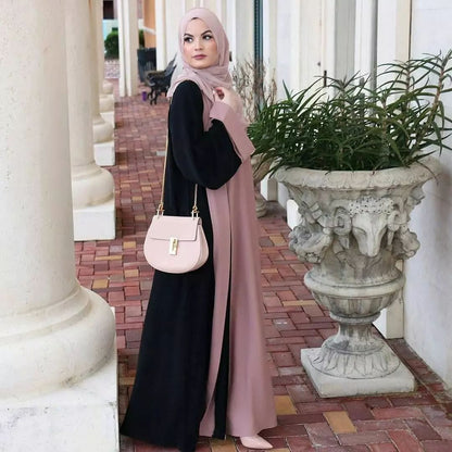 Modest Cardigan Patchwork Fake Two-piece Dress